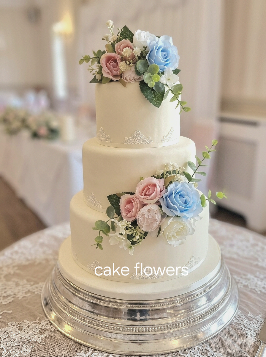 Baby pink & dusty blue artificial wedding bouquet