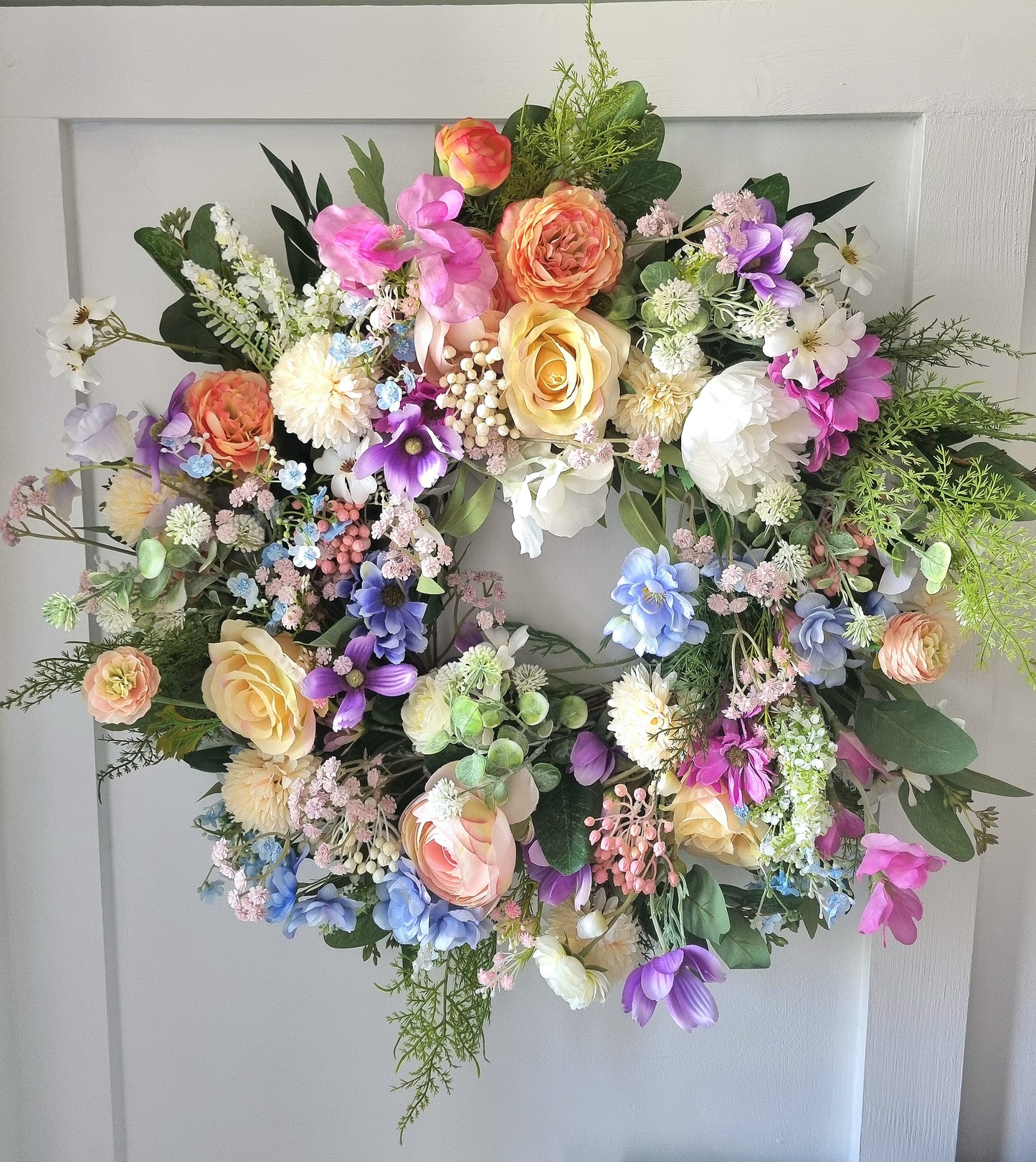 Luxury multicoloured wild flower artificial wreath