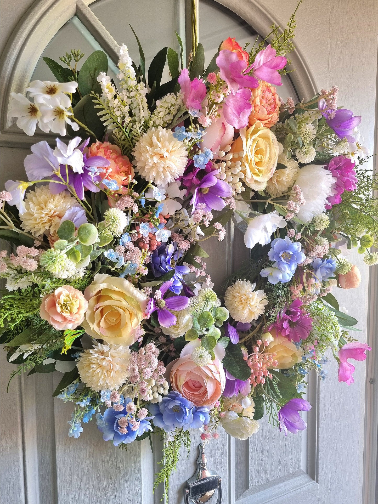 Luxury multicoloured wild flower artificial wreath