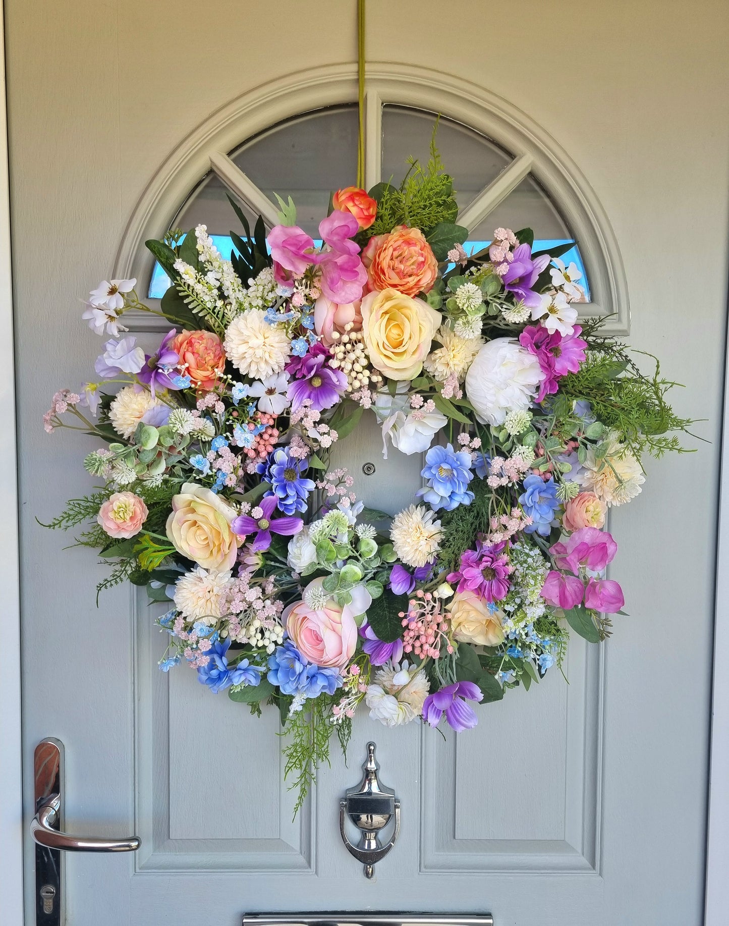 Luxury multicoloured wild flower artificial wreath