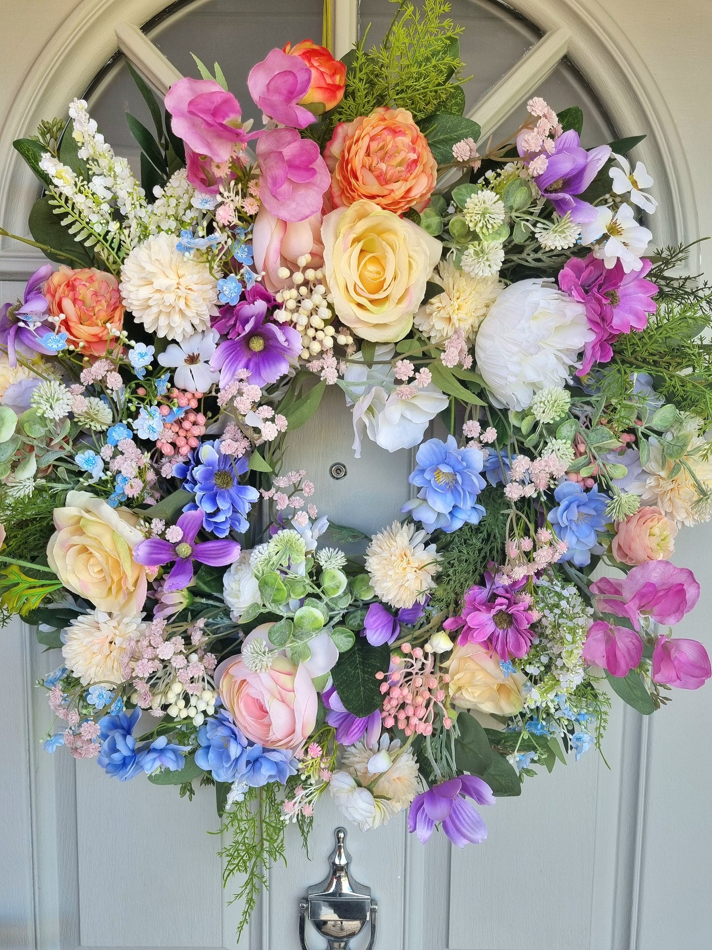 Luxury multicoloured wild flower artificial wreath