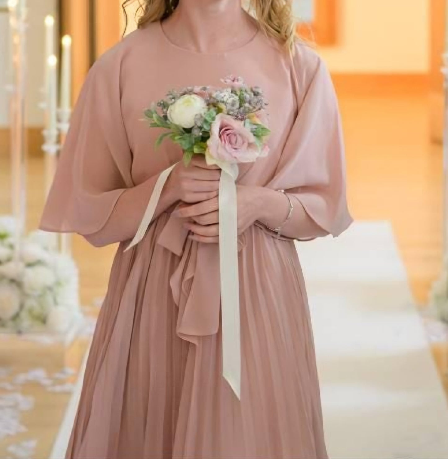 Blush pink & Sage green artificial wedding bouquet