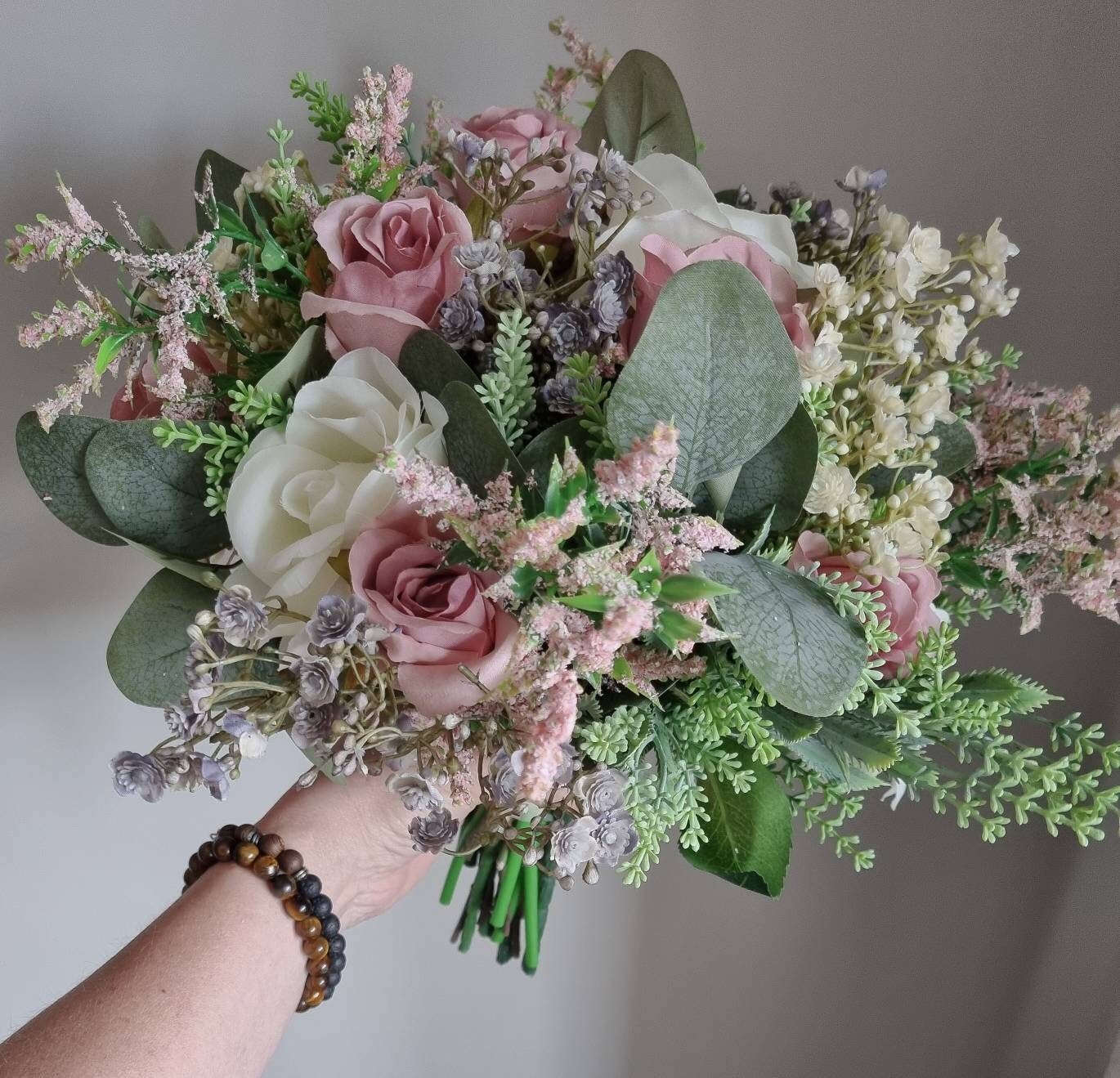 Dusty Pink Silk Bridal Bouquet: Wild Rose Wedding Bouquet