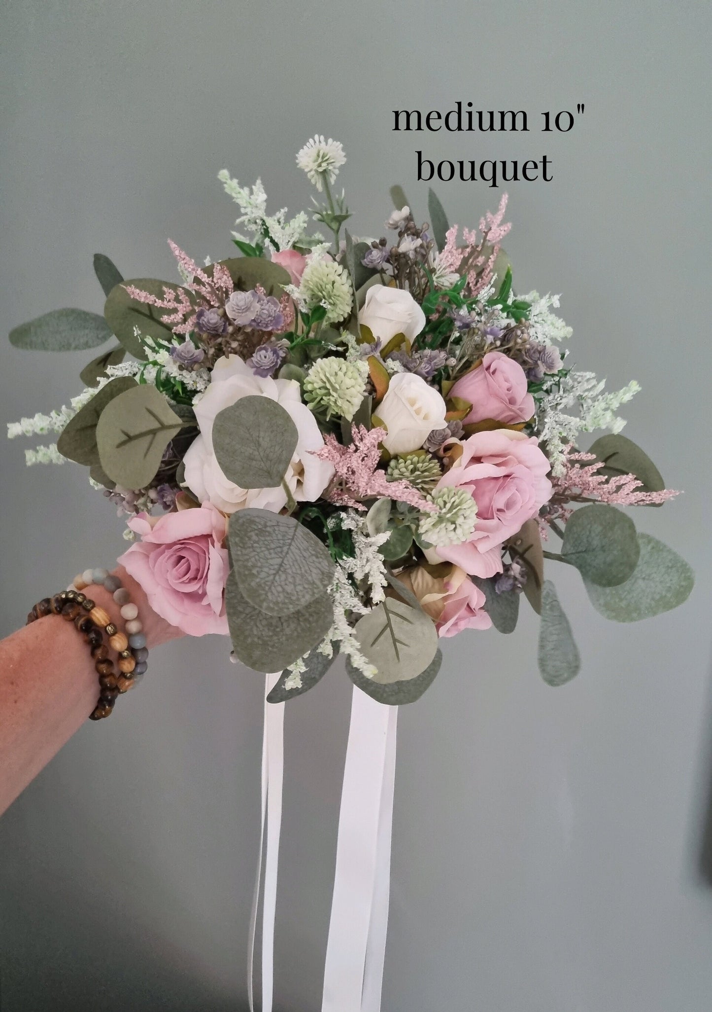 Dusty Pink Silk Bridal Bouquet: Wild Rose Wedding Bouquet