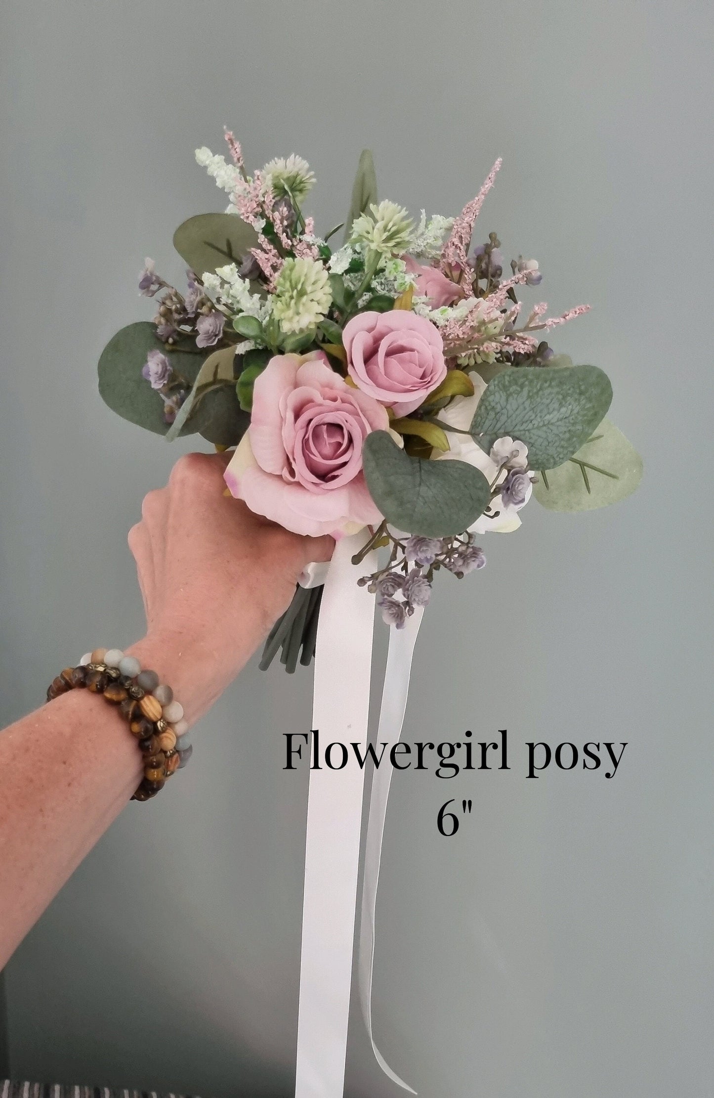 Dusty Pink Silk Bridal Bouquet: Wild Rose Wedding Bouquet