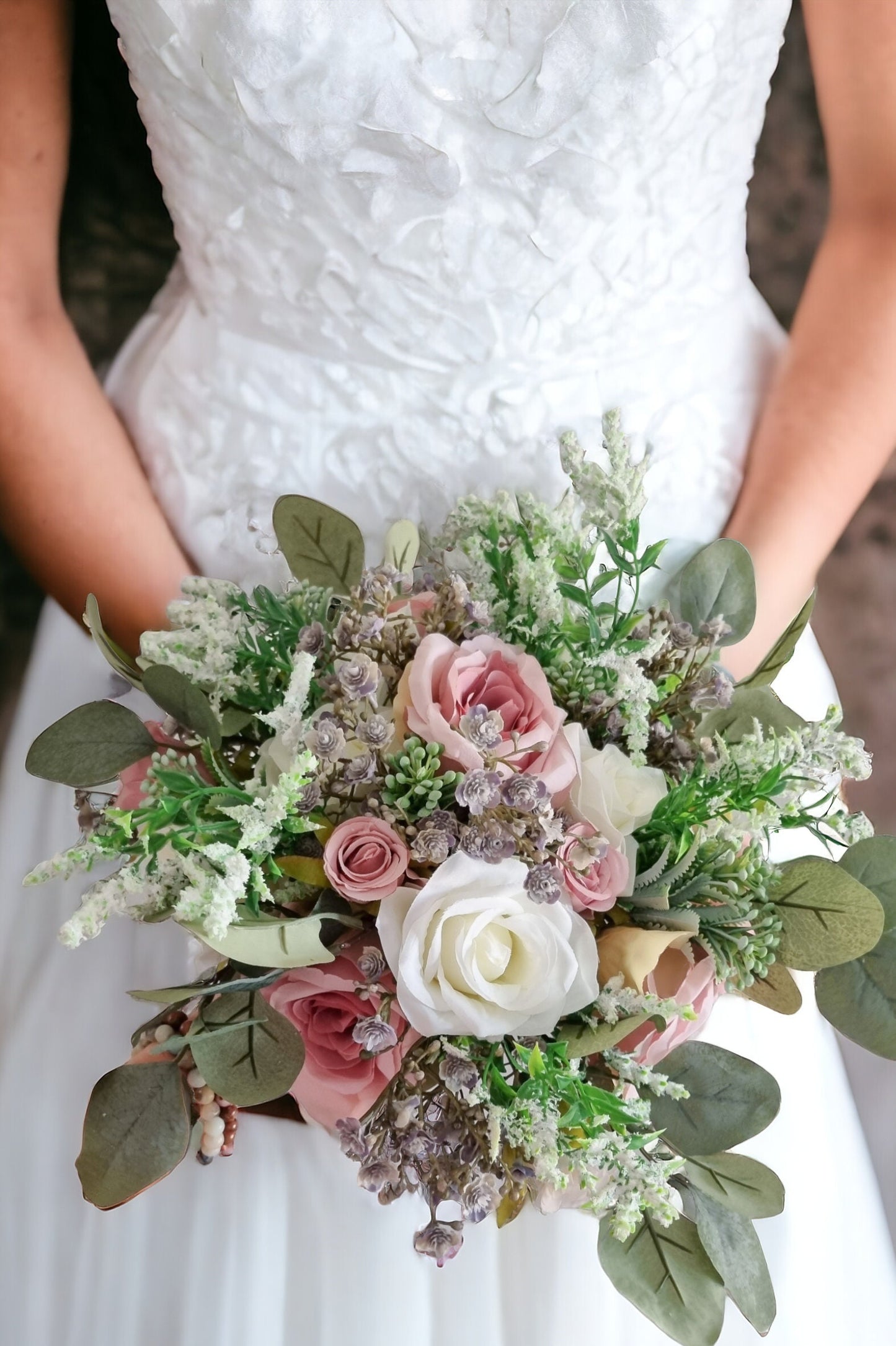 Dusty Pink Silk Bridal Bouquet: Wild Rose Wedding Bouquet