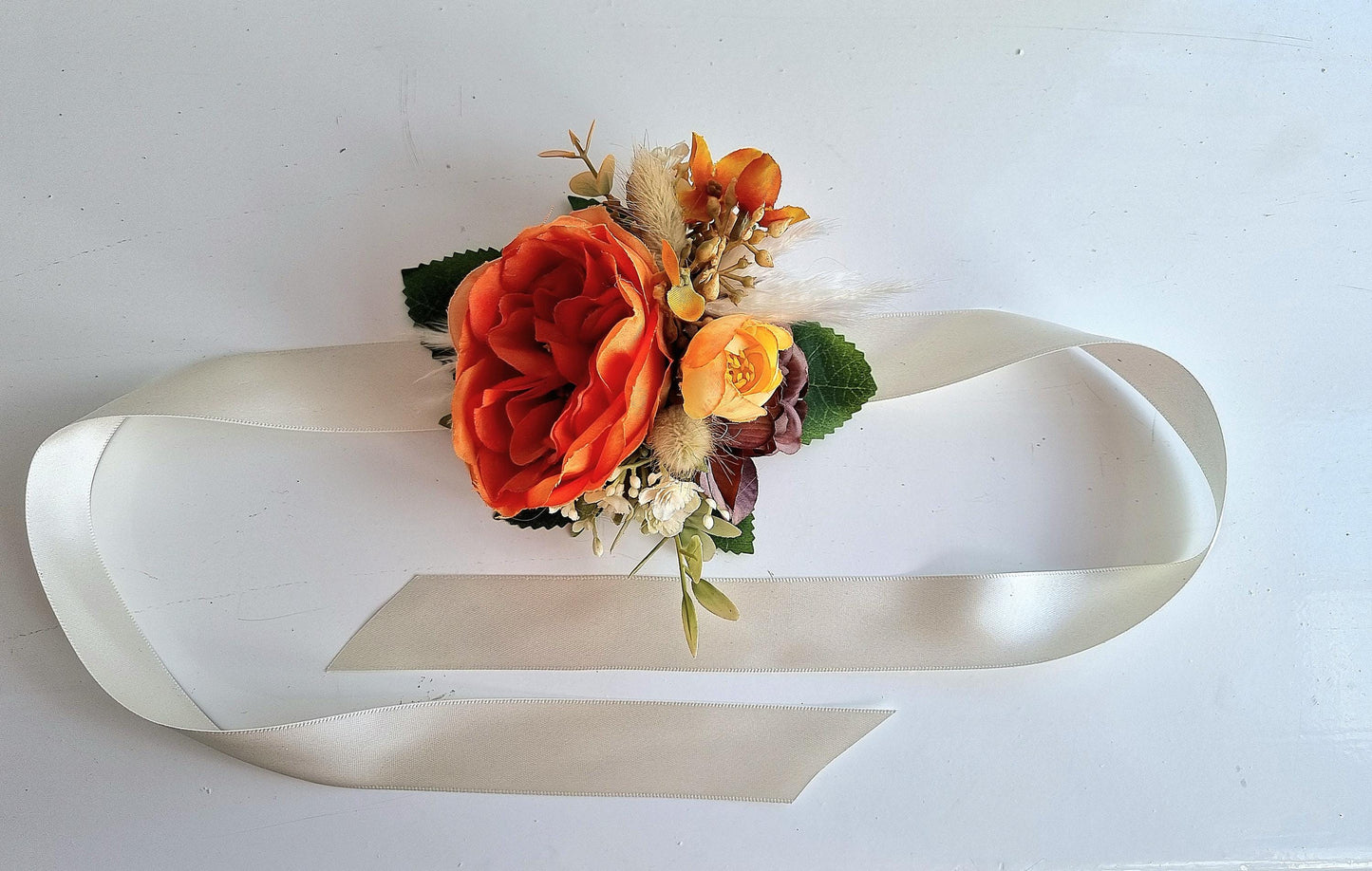 Artificial Autumn Wedding Bouquet: Burnt Orange Faux Flowers