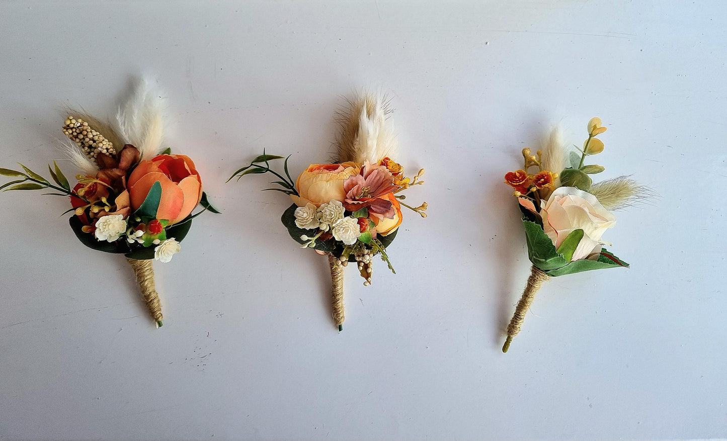 Artificial Autumn Wedding Bouquet: Burnt Orange Faux Flowers