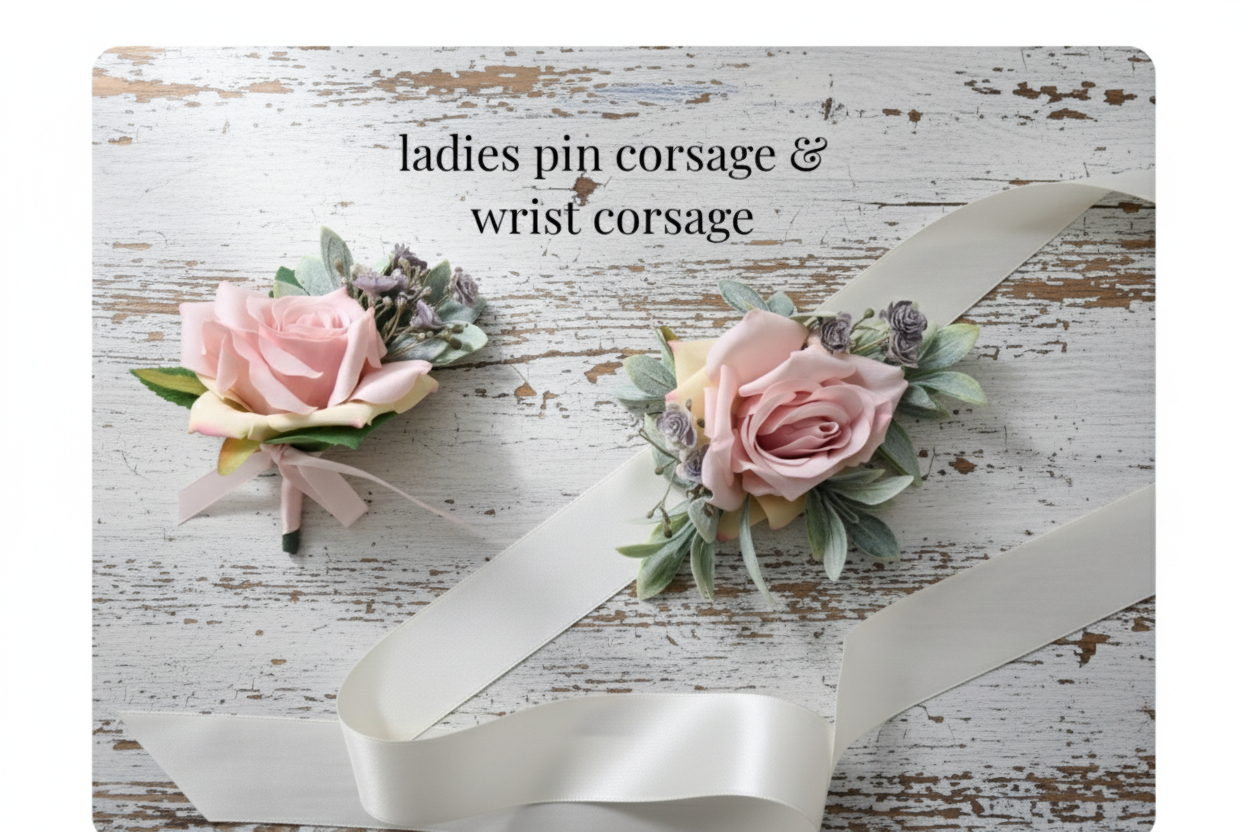 Ladies wrist corsage on ribbon