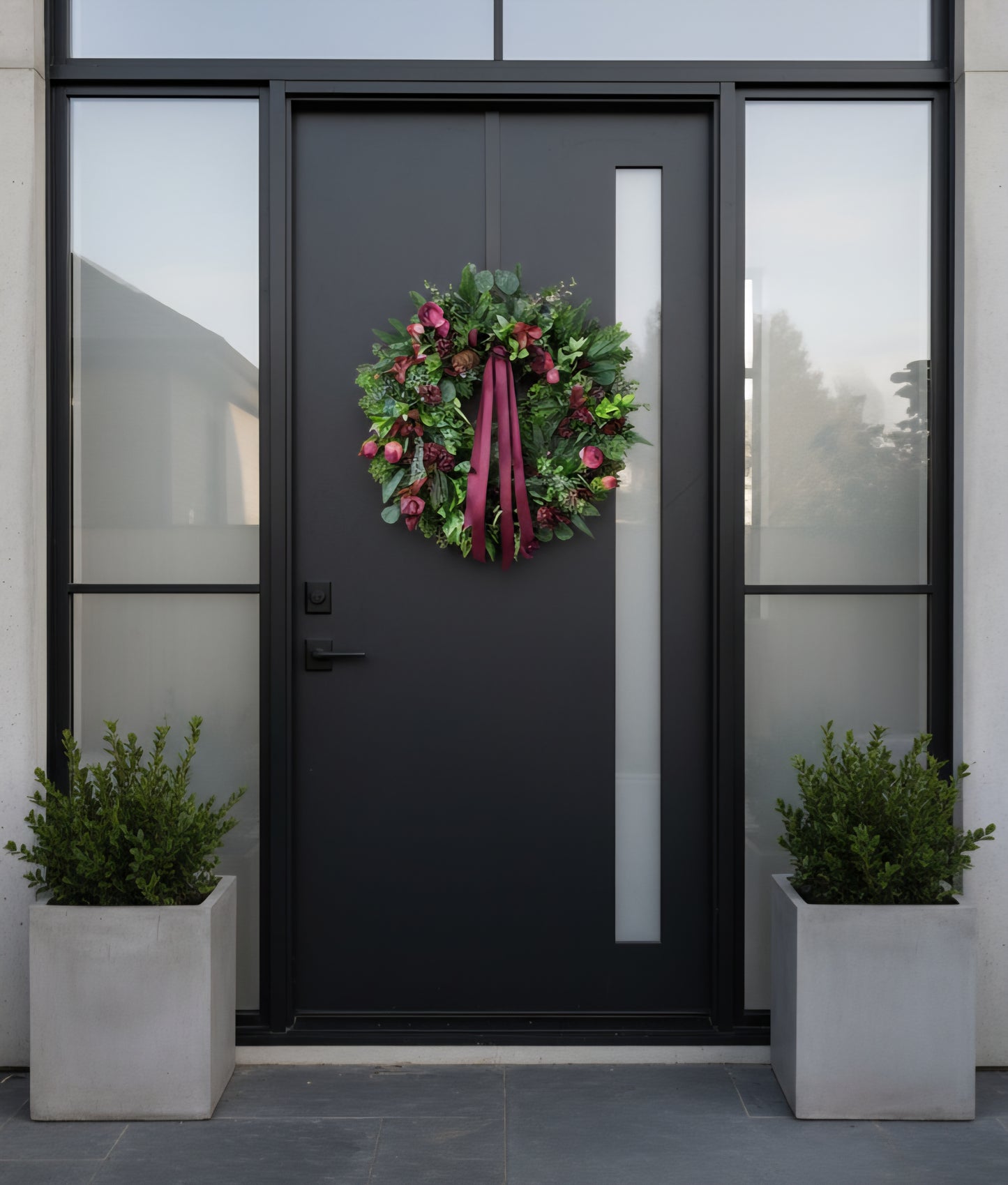 Artificial Christmas wreath green & burgundy
