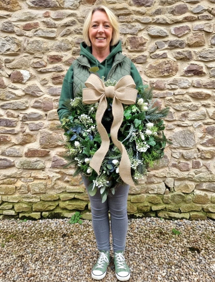 Lush greenery festive faux wreath