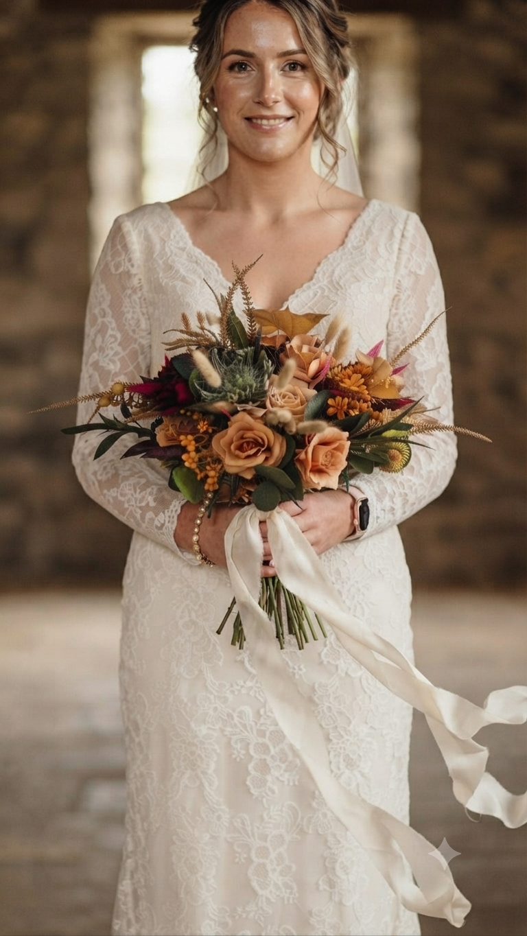 Autumn artificial bridal bouquet