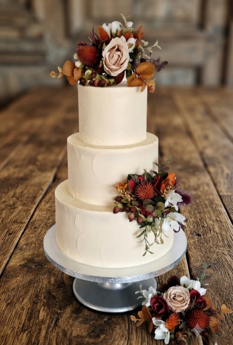 Autumn hues artificial cake flowers