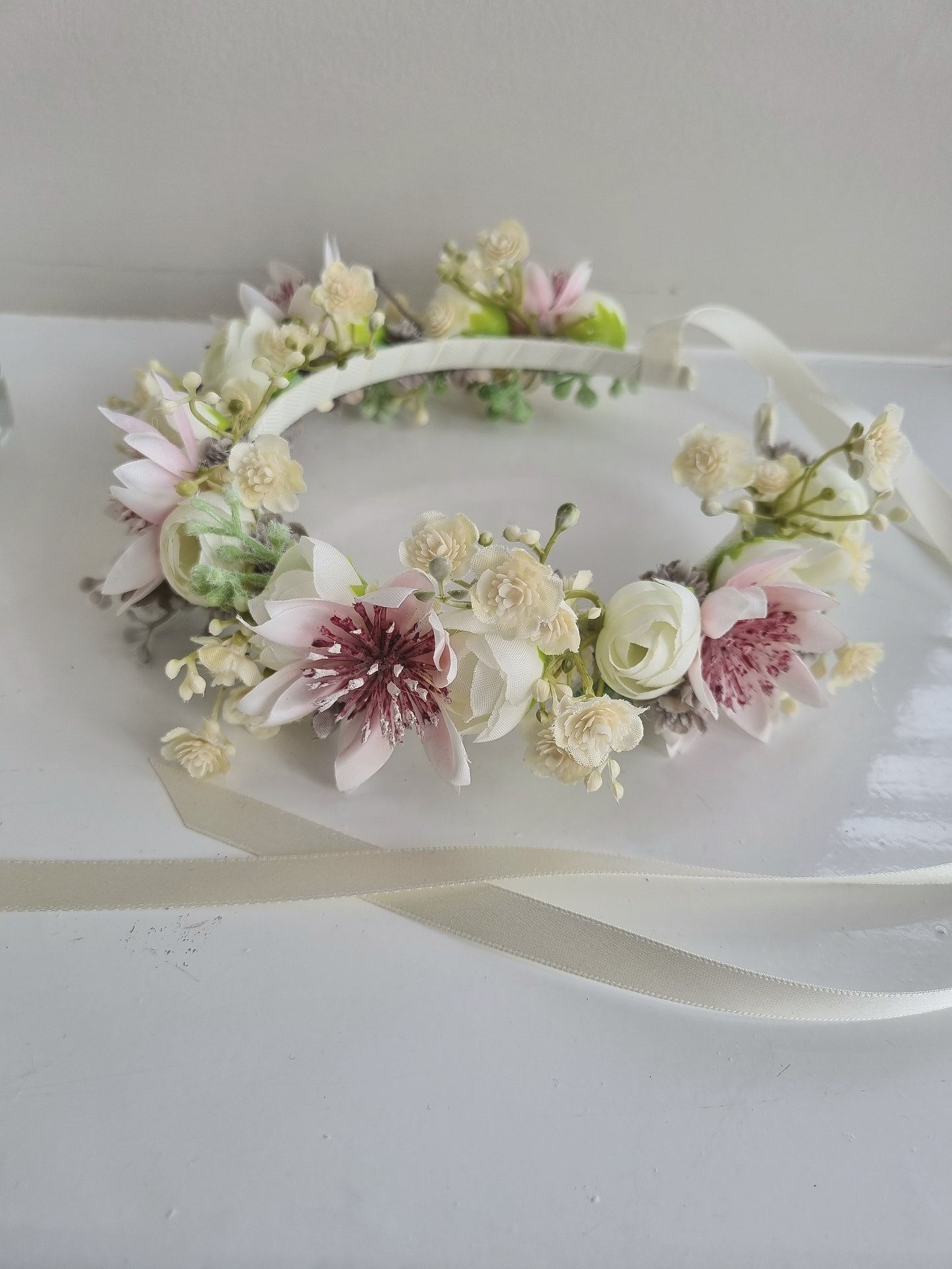 Blush pink  & Sage green artificial wedding bouquet