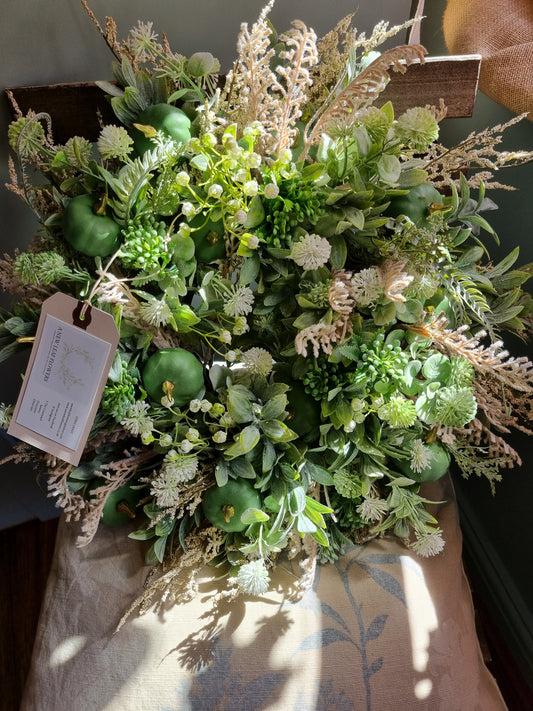 Medium artificial wreath ~ autumn greens