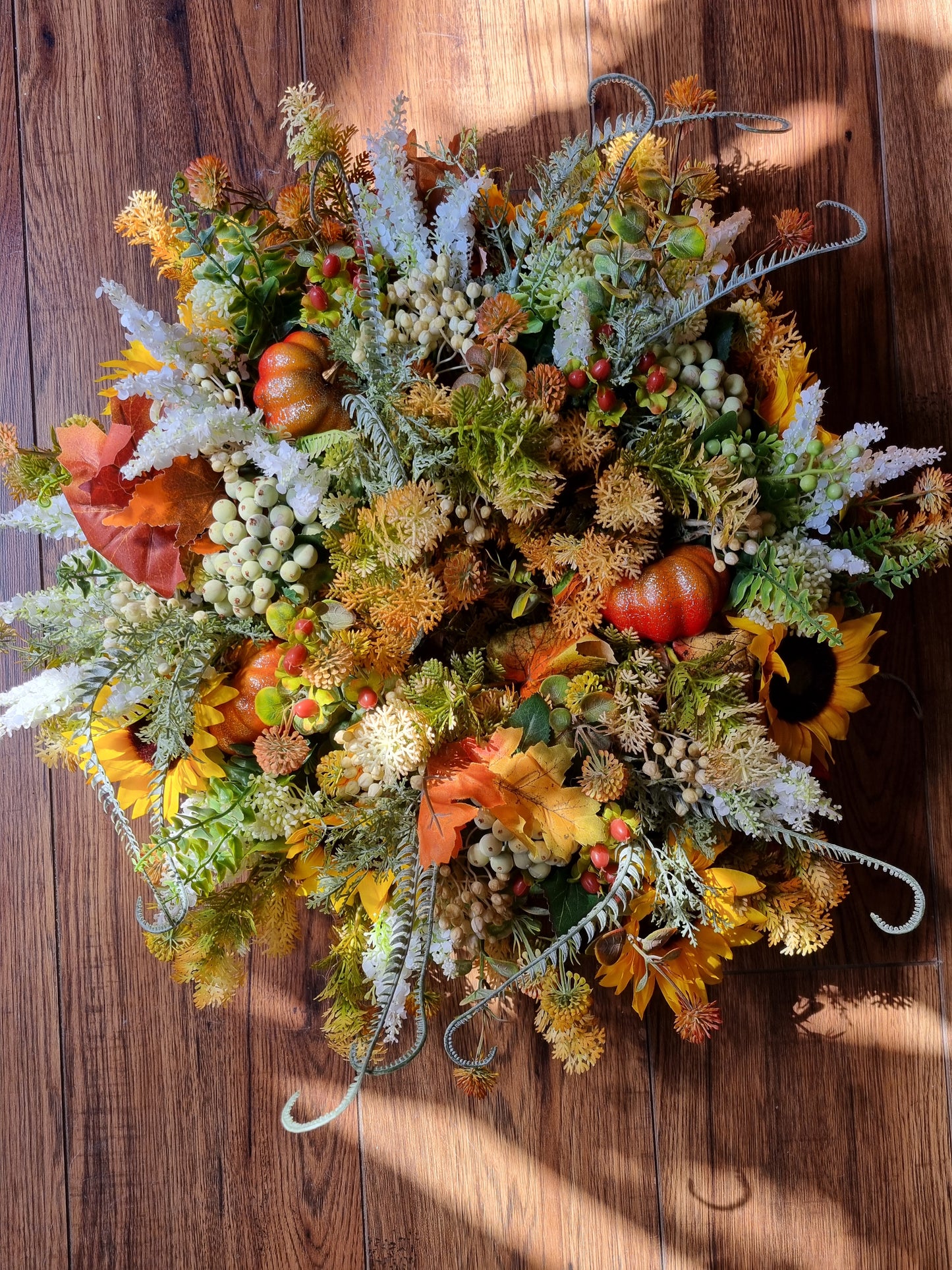 Large faux autumn wreath - sunny sunflowers