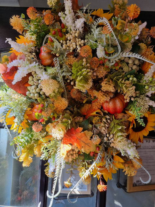 Large faux autumn wreath - sunny sunflowers