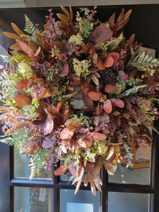 XL faux autumn wreath ~ hedgerow