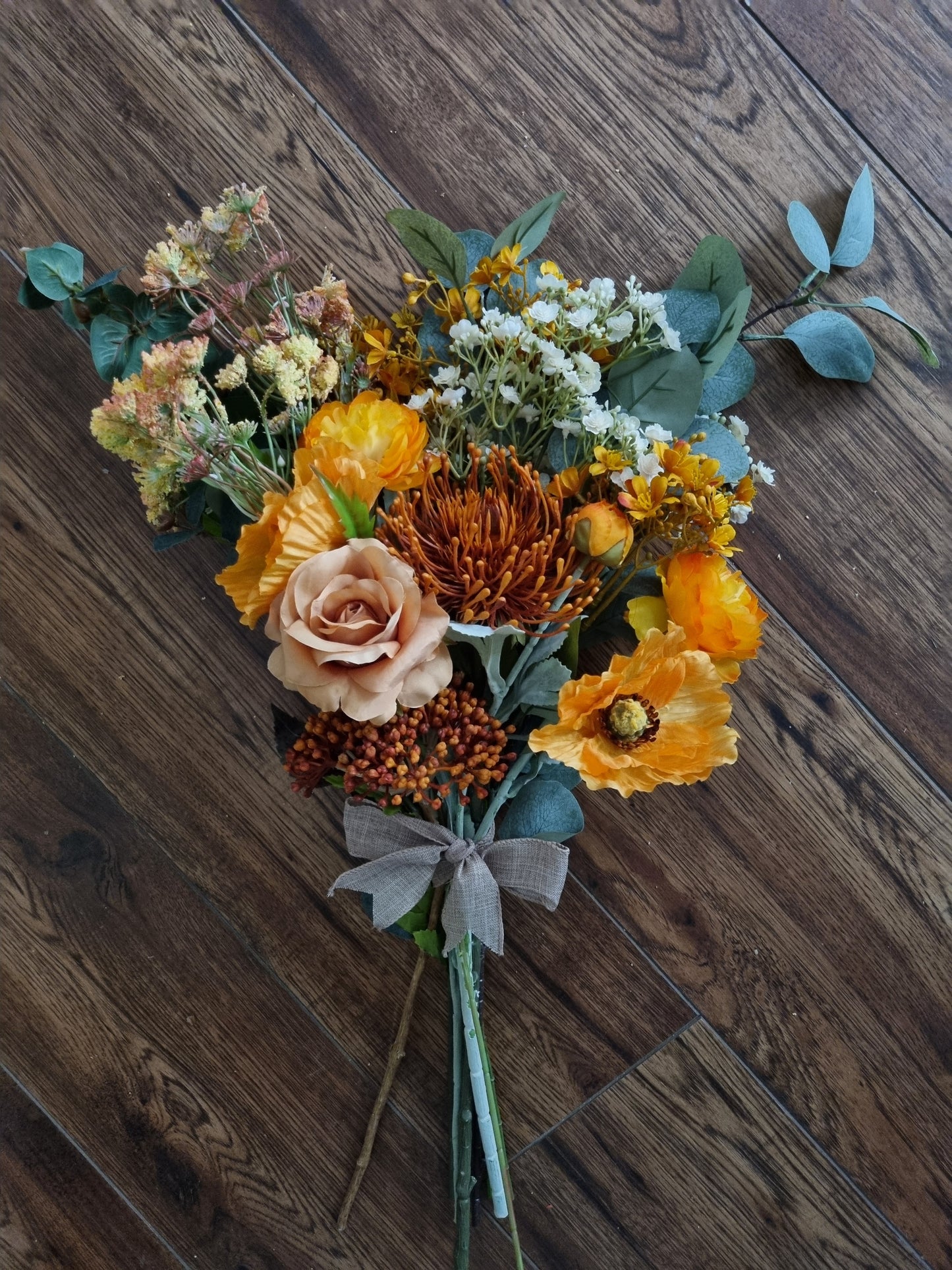 Faux flower arrangement autumn glow