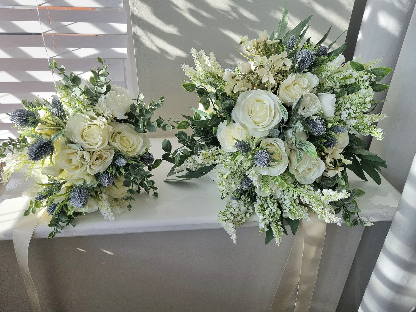 Roses & Thistles artificial wedding bouquet