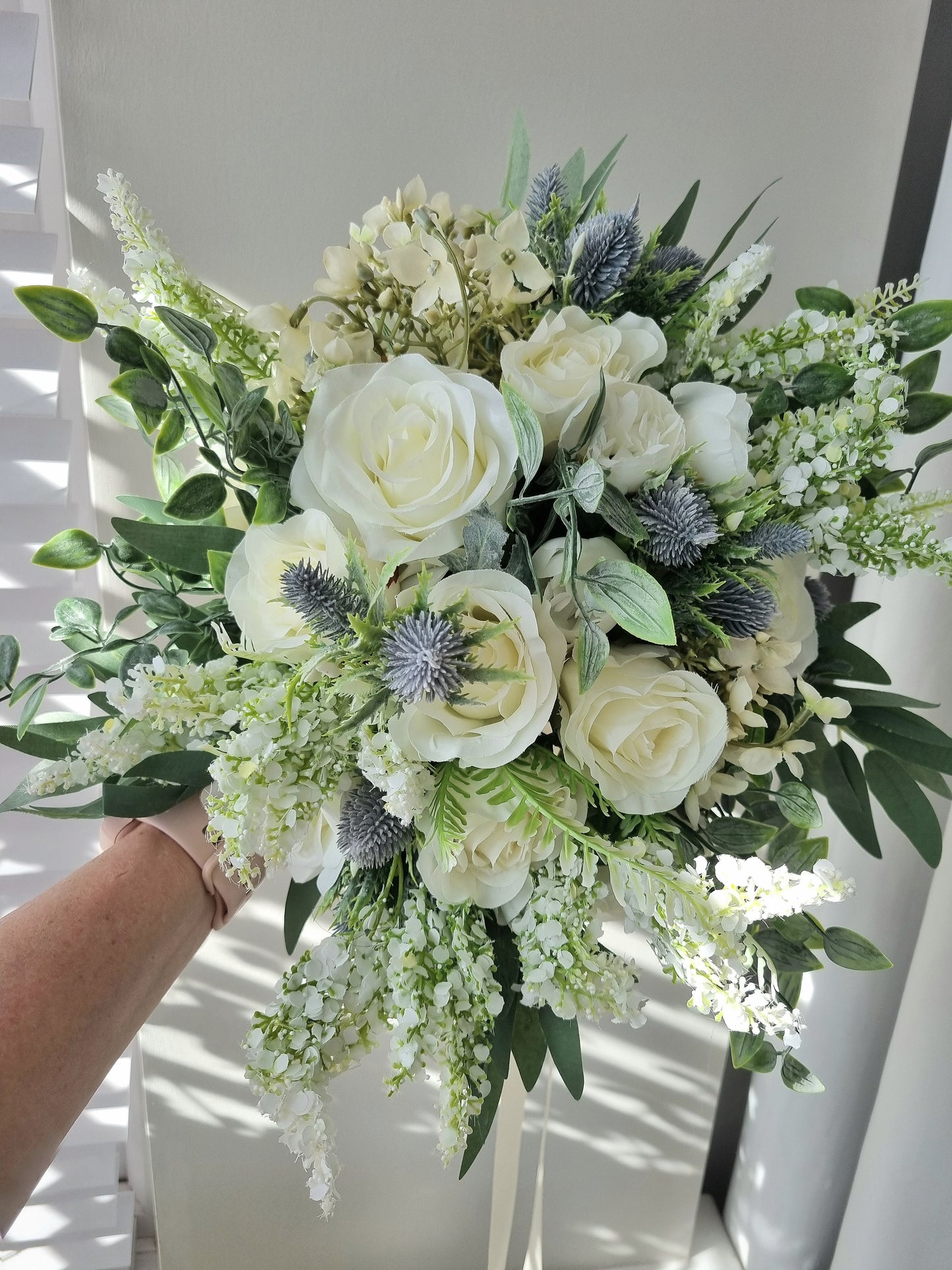 Roses & Thistles artificial wedding bouquet