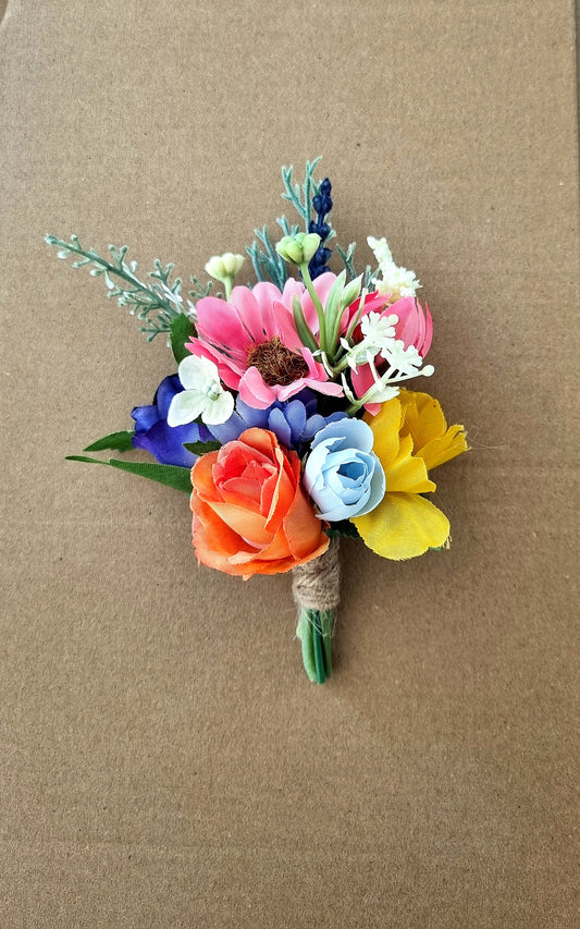 Brights wedding buttonholes