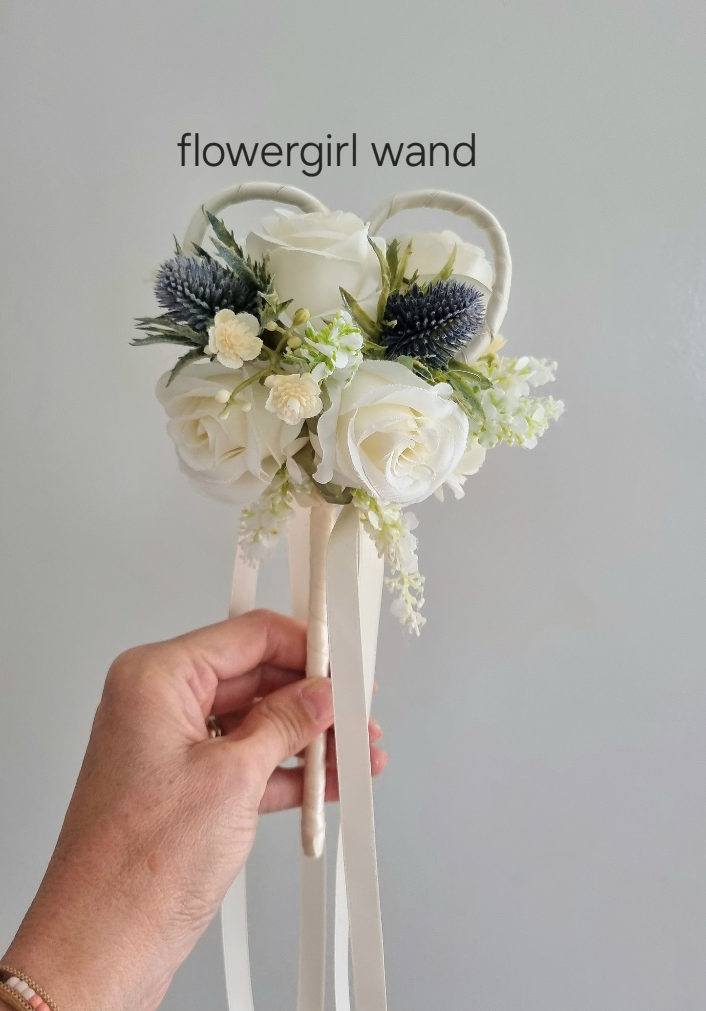 Roses & thistles flowergirl wand