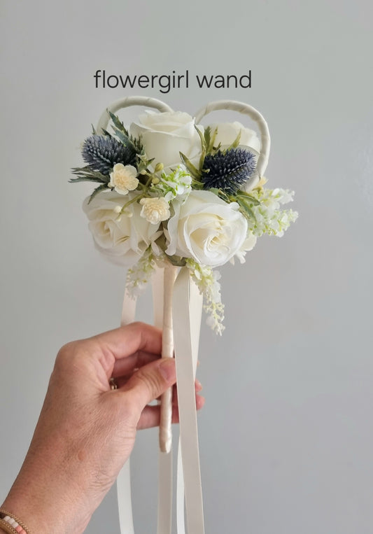 Roses & thistles flowergirl wand