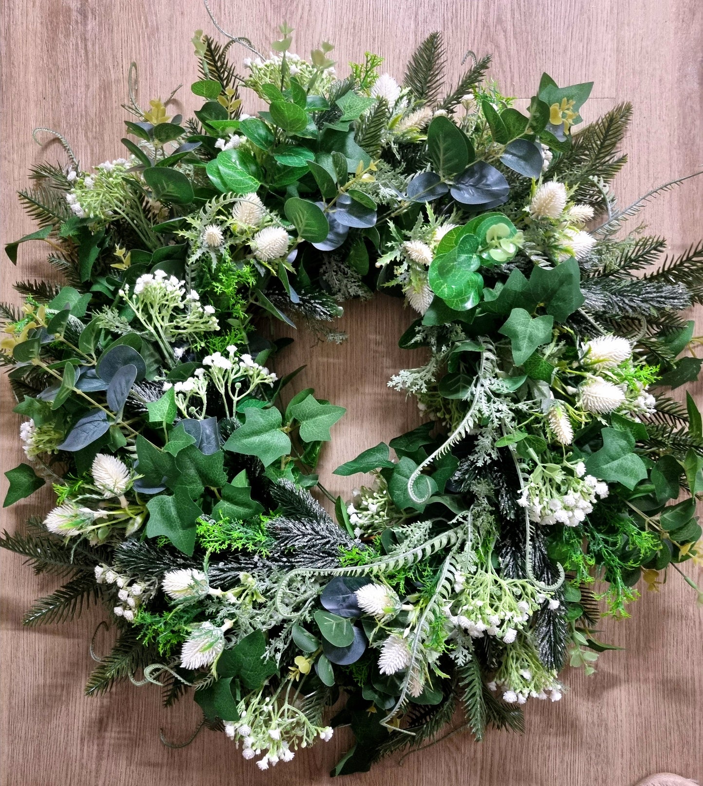 Lush greenery festive faux wreath