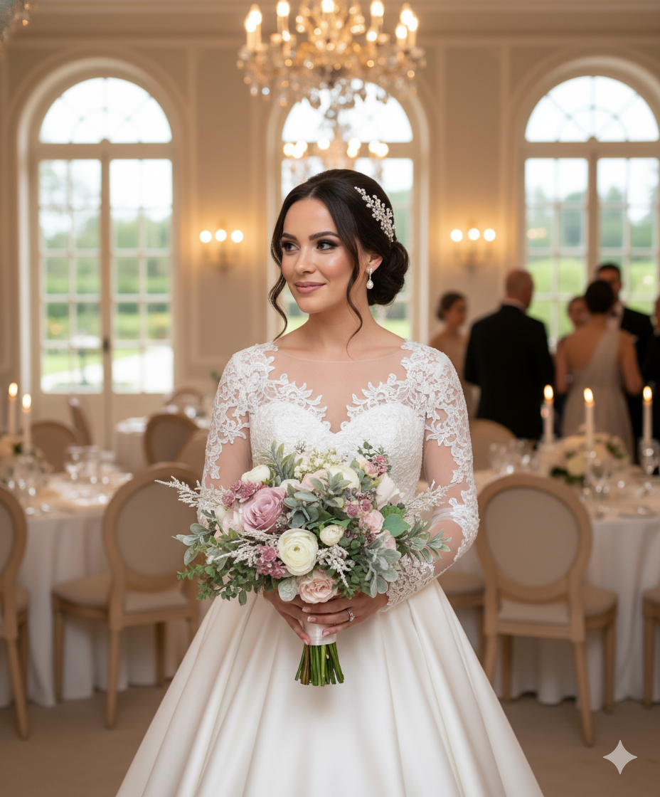 Blush pink  & Sage green artificial wedding bouquet