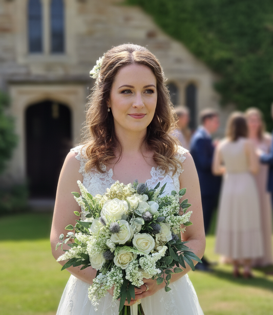 Roses & Thistles artificial wedding bouquet