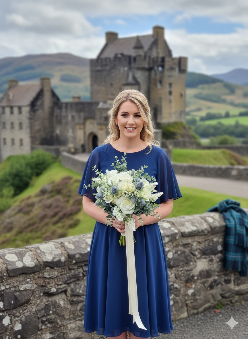 Roses & Thistles artificial wedding bouquet