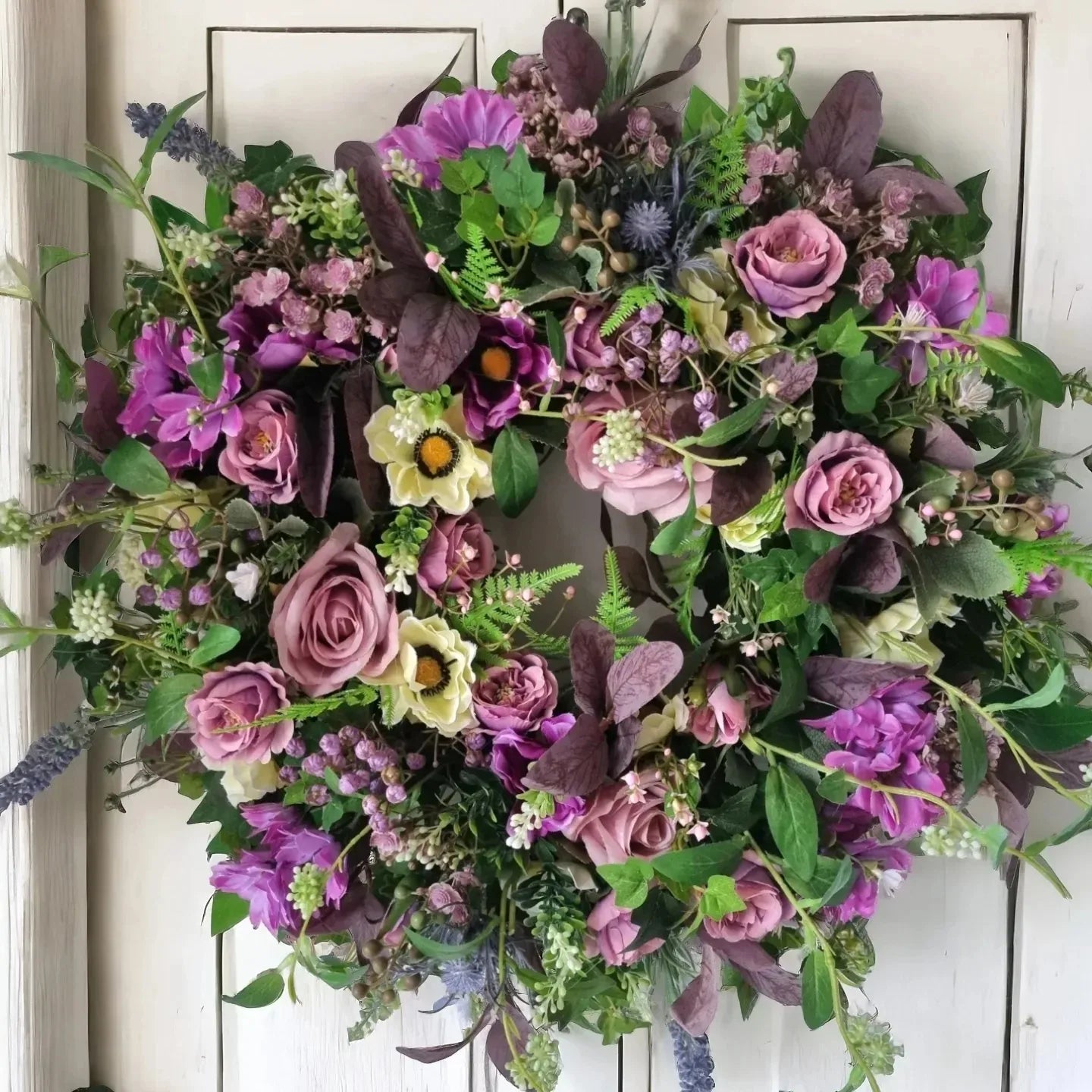 Mauves pinks and lilacs artificial wreath