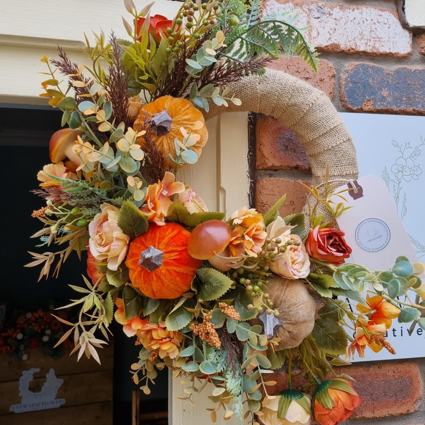 Small faux autumn wreath