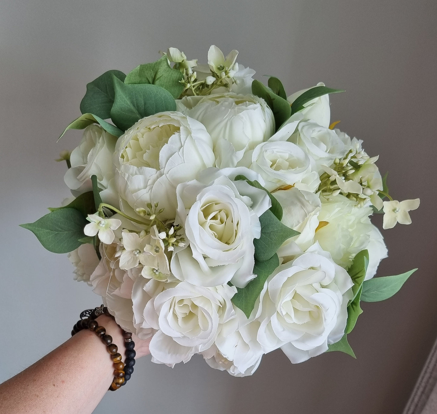 Ivory & Green artificial wedding bouquet