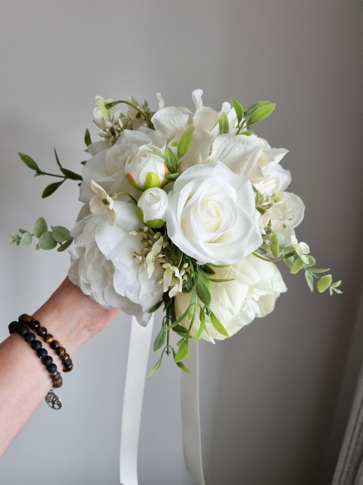 Ivory & Green artificial wedding bouquet