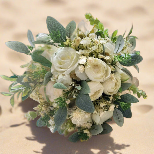 Ivory & Green artificial wedding bouquet