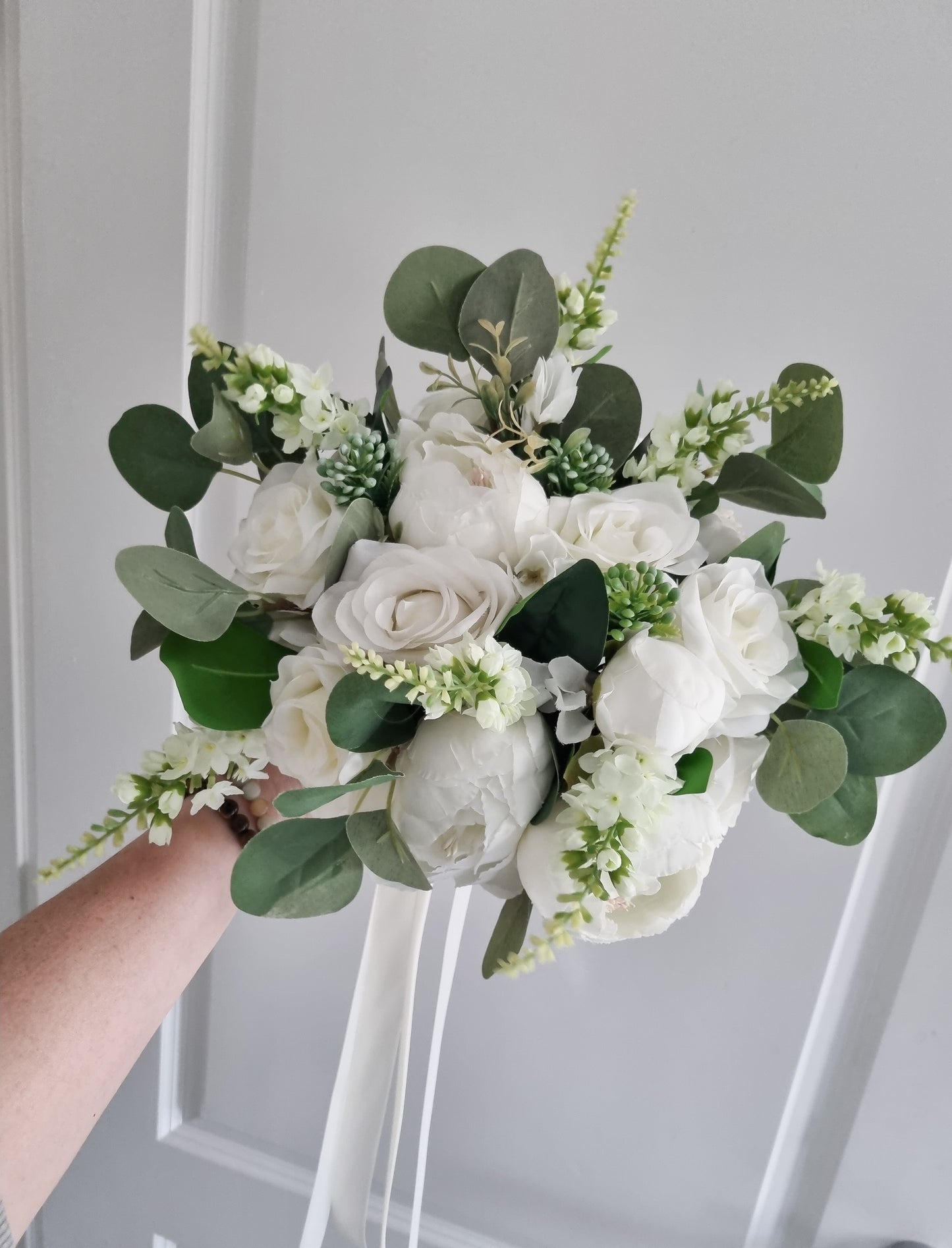 Ivory & Green artificial wedding bouquet