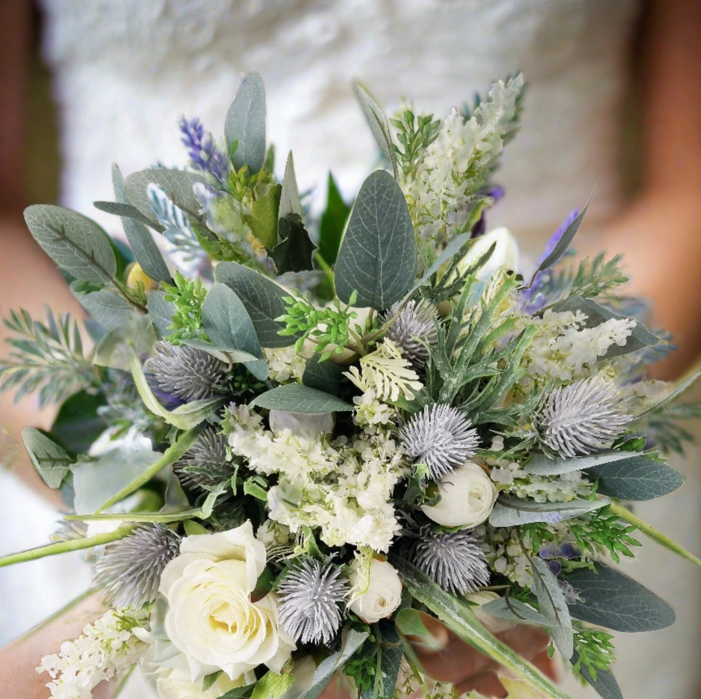 Roses & Thistles artificial wedding bouquet