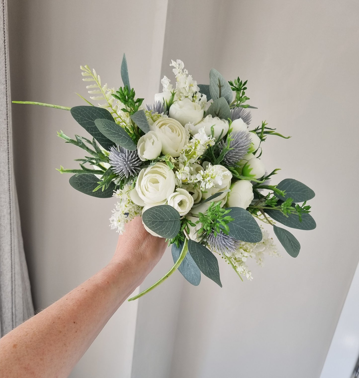 Roses & Thistles artificial wedding bouquet