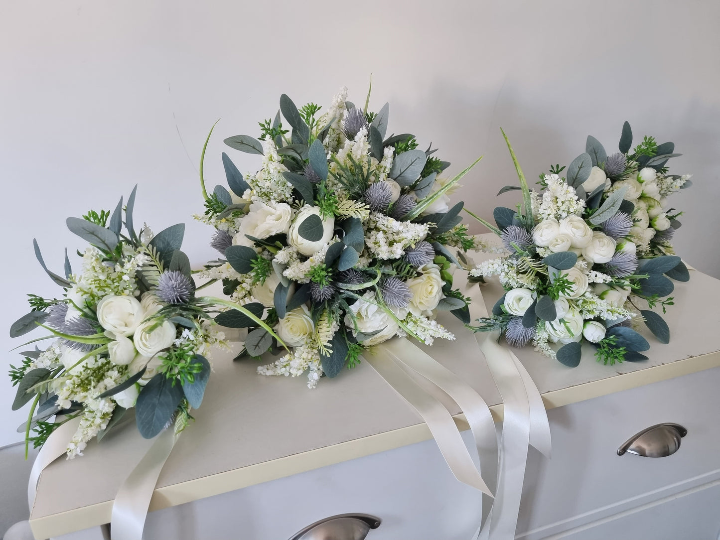 Roses & Thistles artificial wedding bouquet