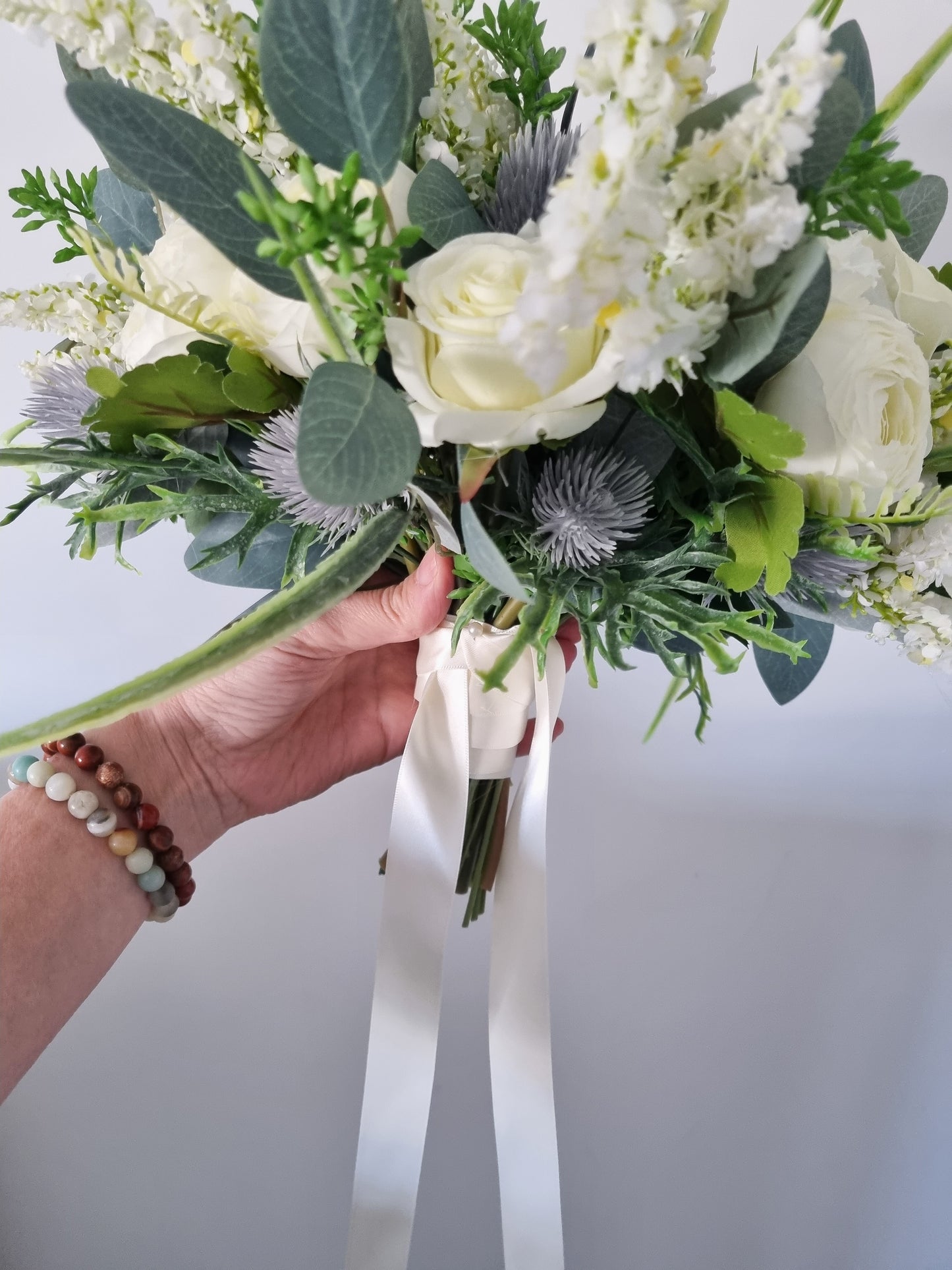 Roses & Thistles artificial wedding bouquet