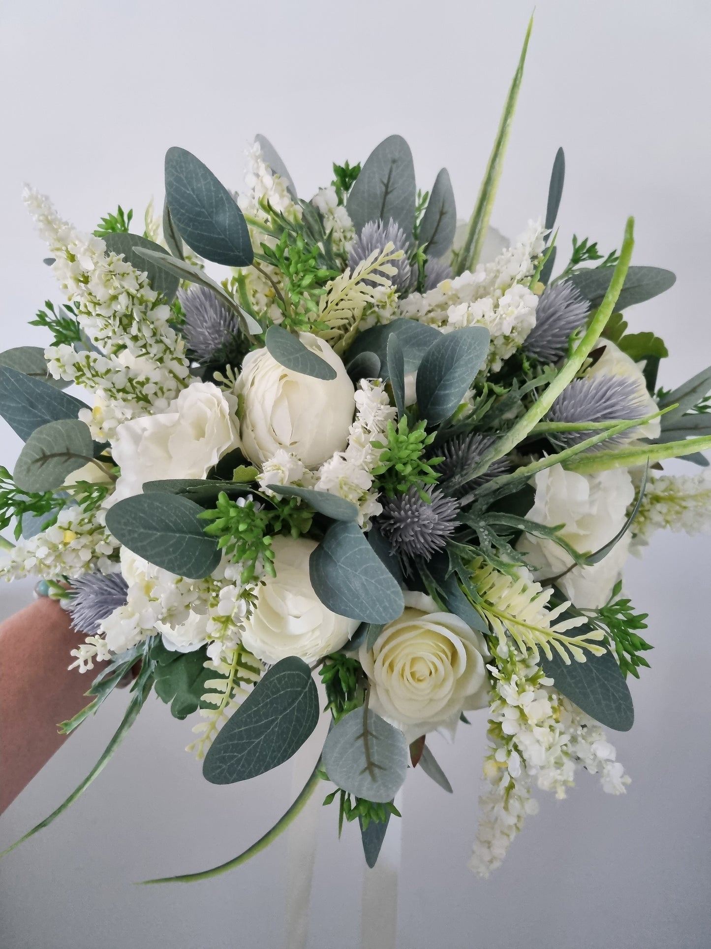 Roses & Thistles artificial wedding bouquet