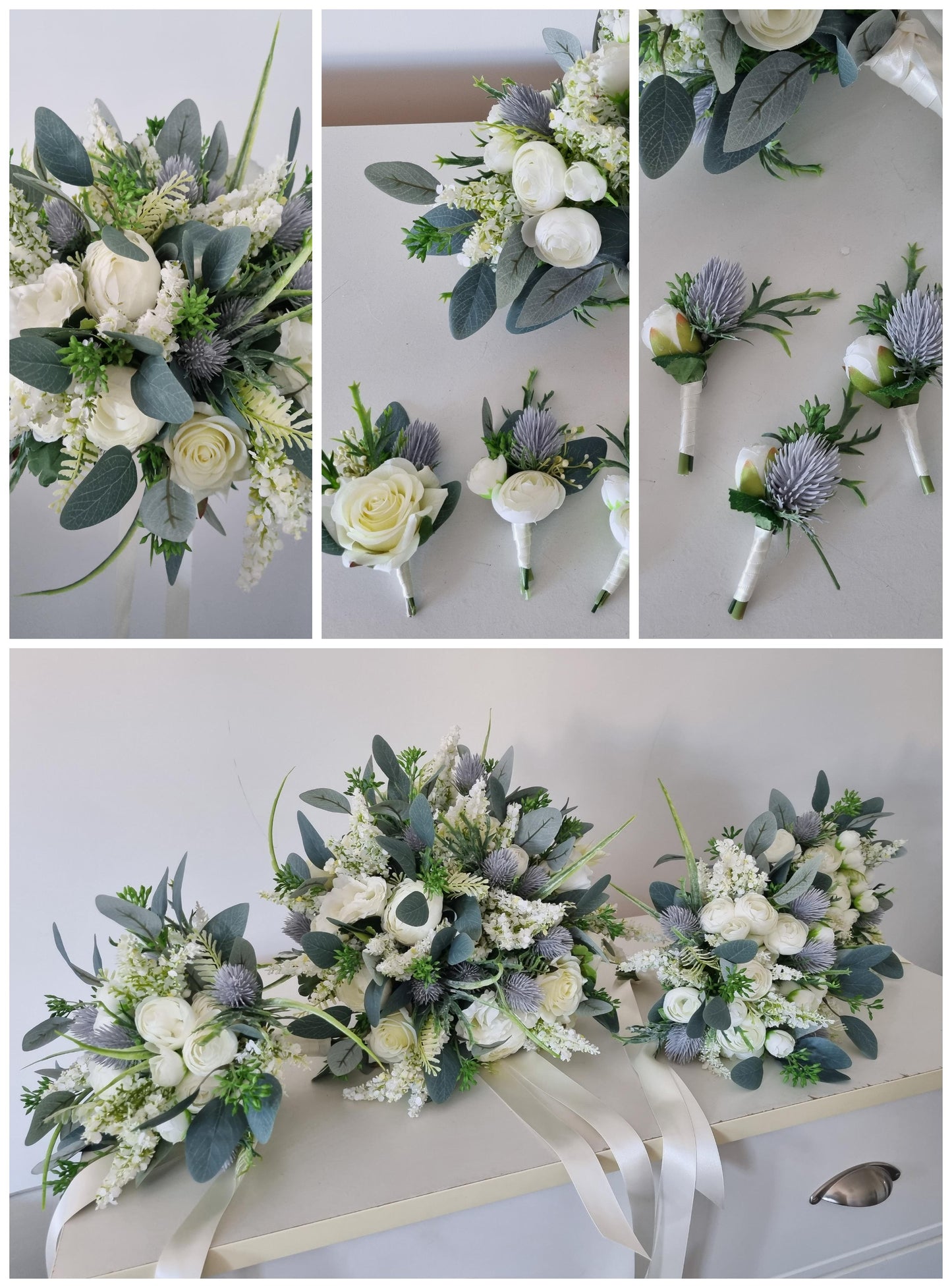 Roses & Thistles artificial wedding bouquet