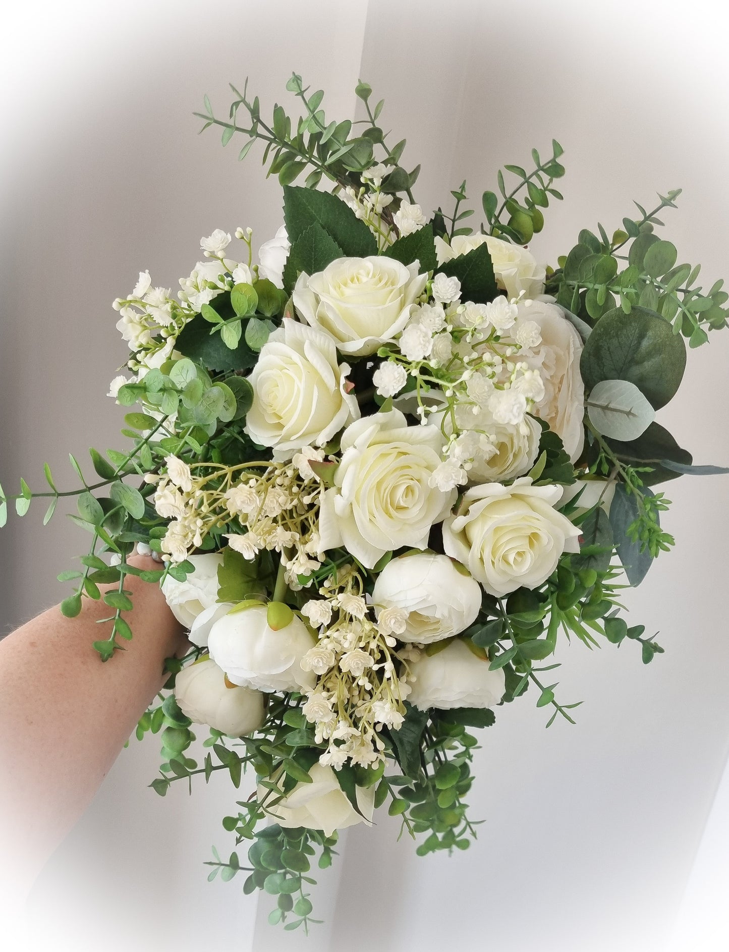 Ivory & Green artificial wedding bouquet