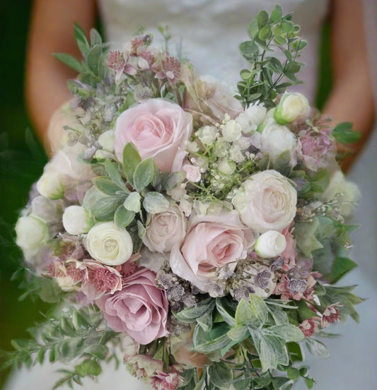 Blush pink  & Sage green artificial wedding bouquet