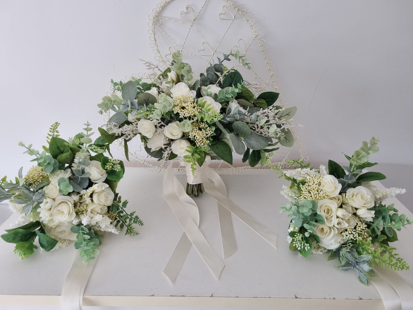 Ivory & Green artificial wedding bouquet