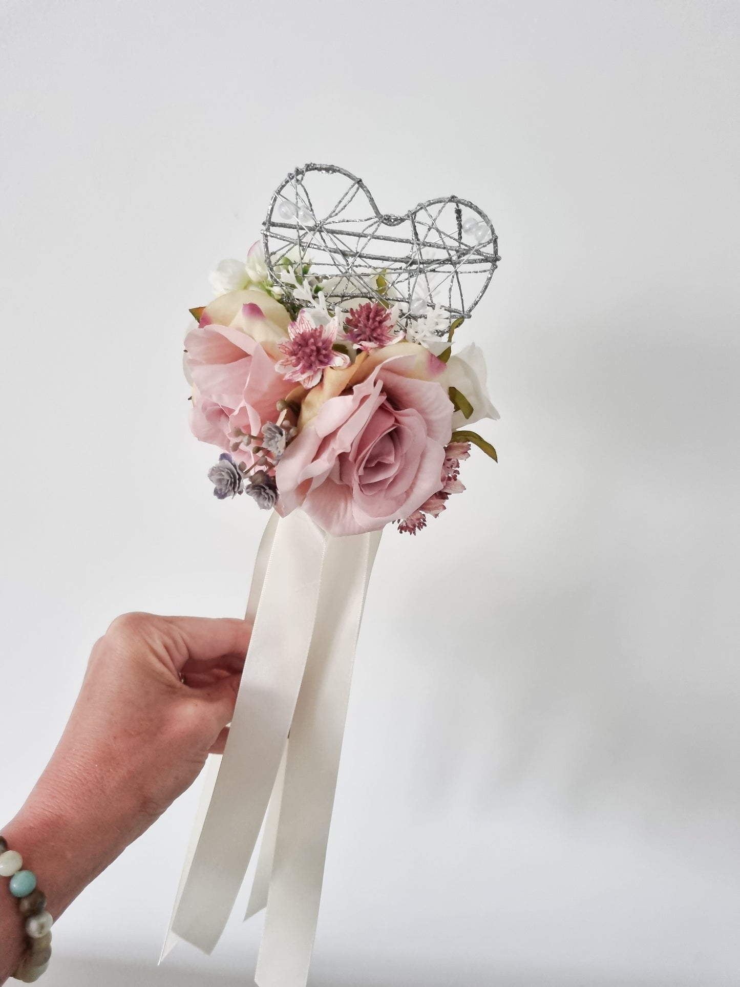 Blush pink  & Sage green artificial wedding bouquet