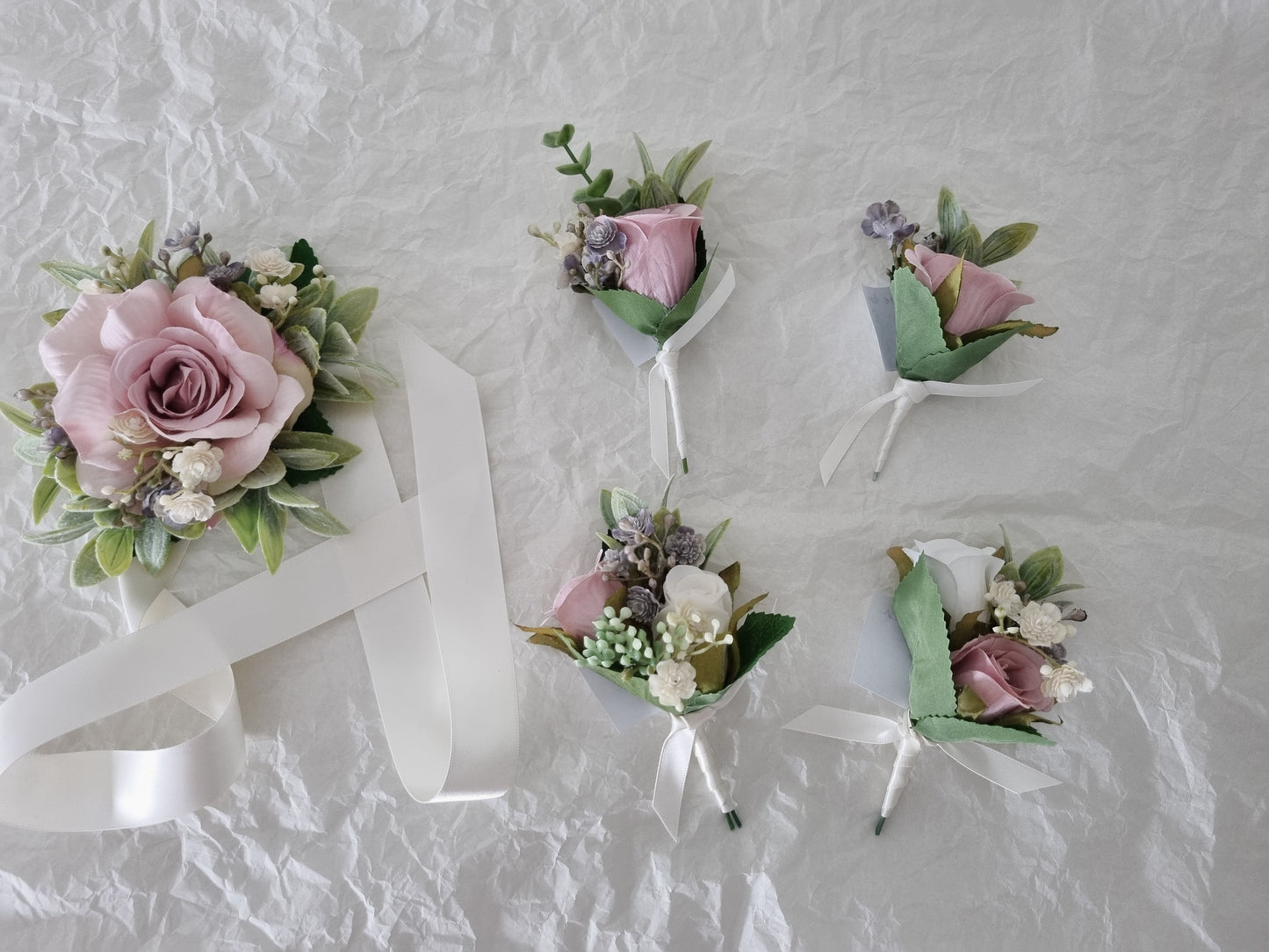 Blush pink  & Sage green artificial wedding bouquet