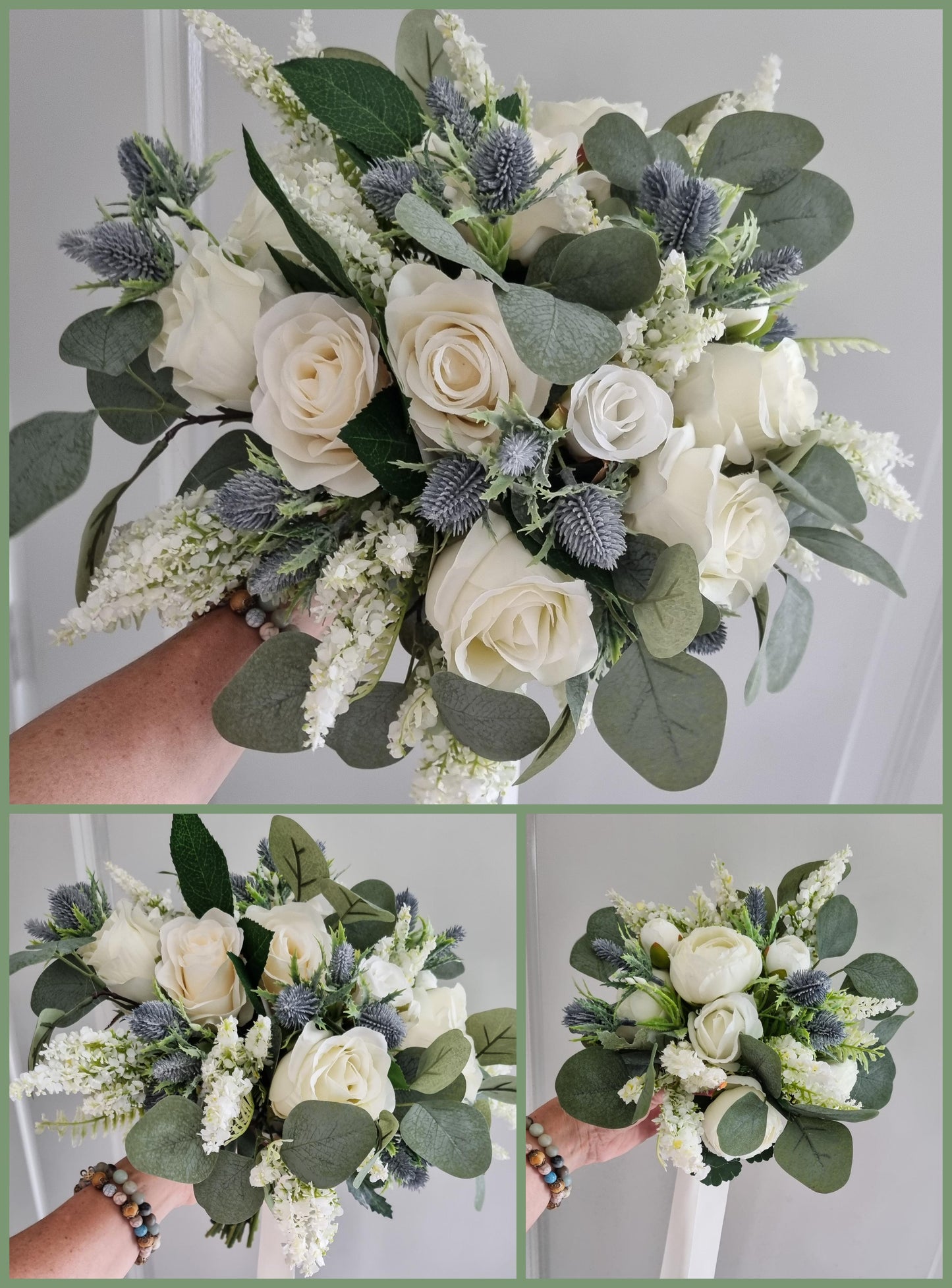 Roses & Thistles artificial wedding bouquet